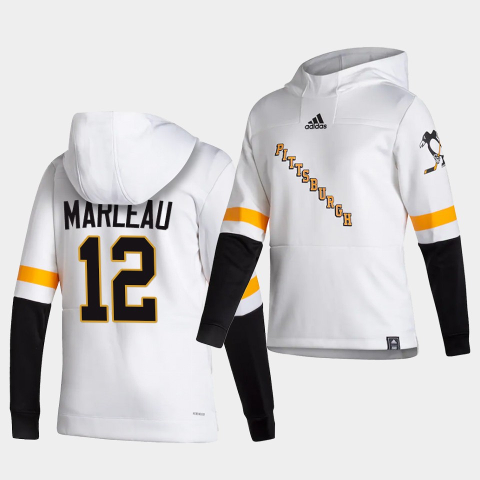 Men Pittsburgh Penguins #12 Marleau White  NHL 2021 Adidas Pullover Hoodie Jersey->pittsburgh penguins->NHL Jersey